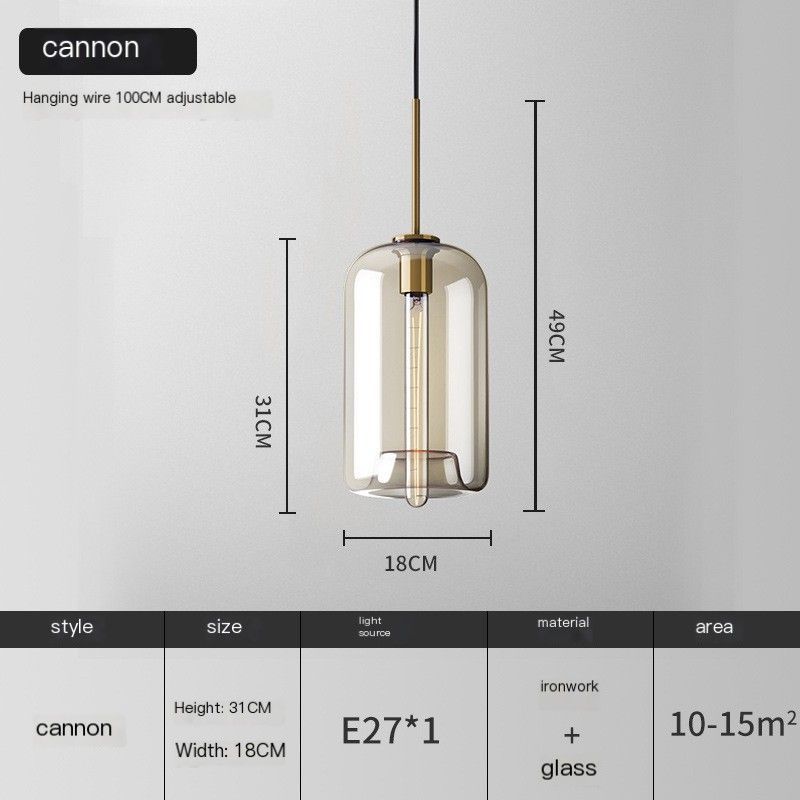 Dining Room Clear Cannon Pendant Light - 4W Light Source