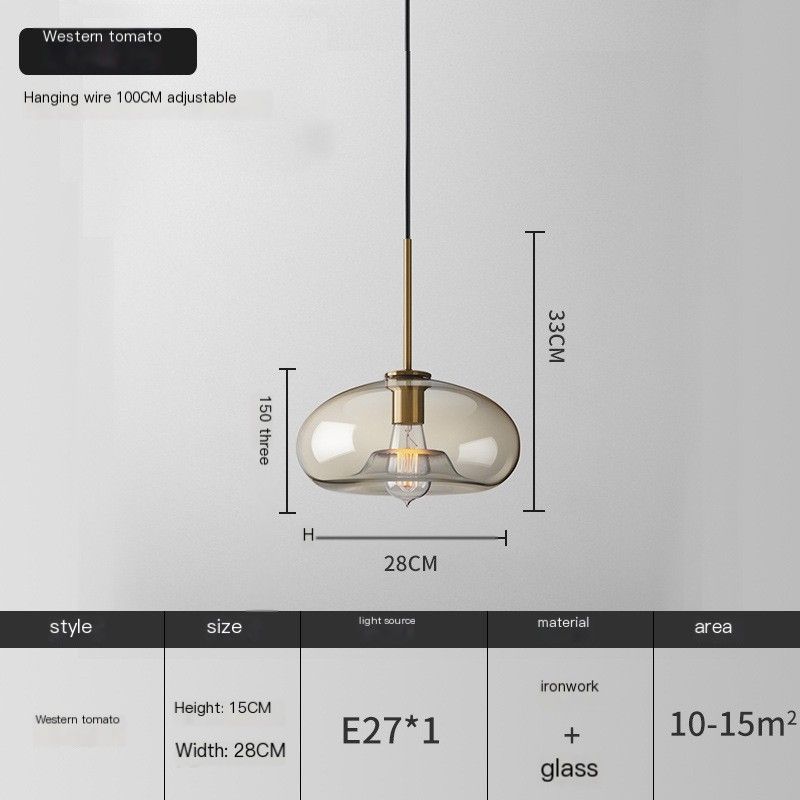 Transparent Peach Pendant Light for Dining Room - 4W Light Source