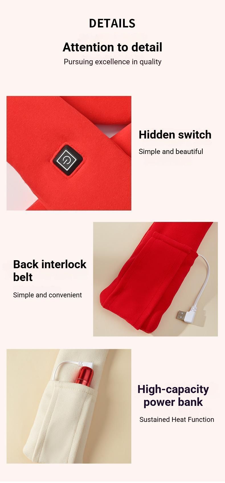 USB Rechargeable Graphene Heated Neck Warmer Khaki-Gift Box Edition