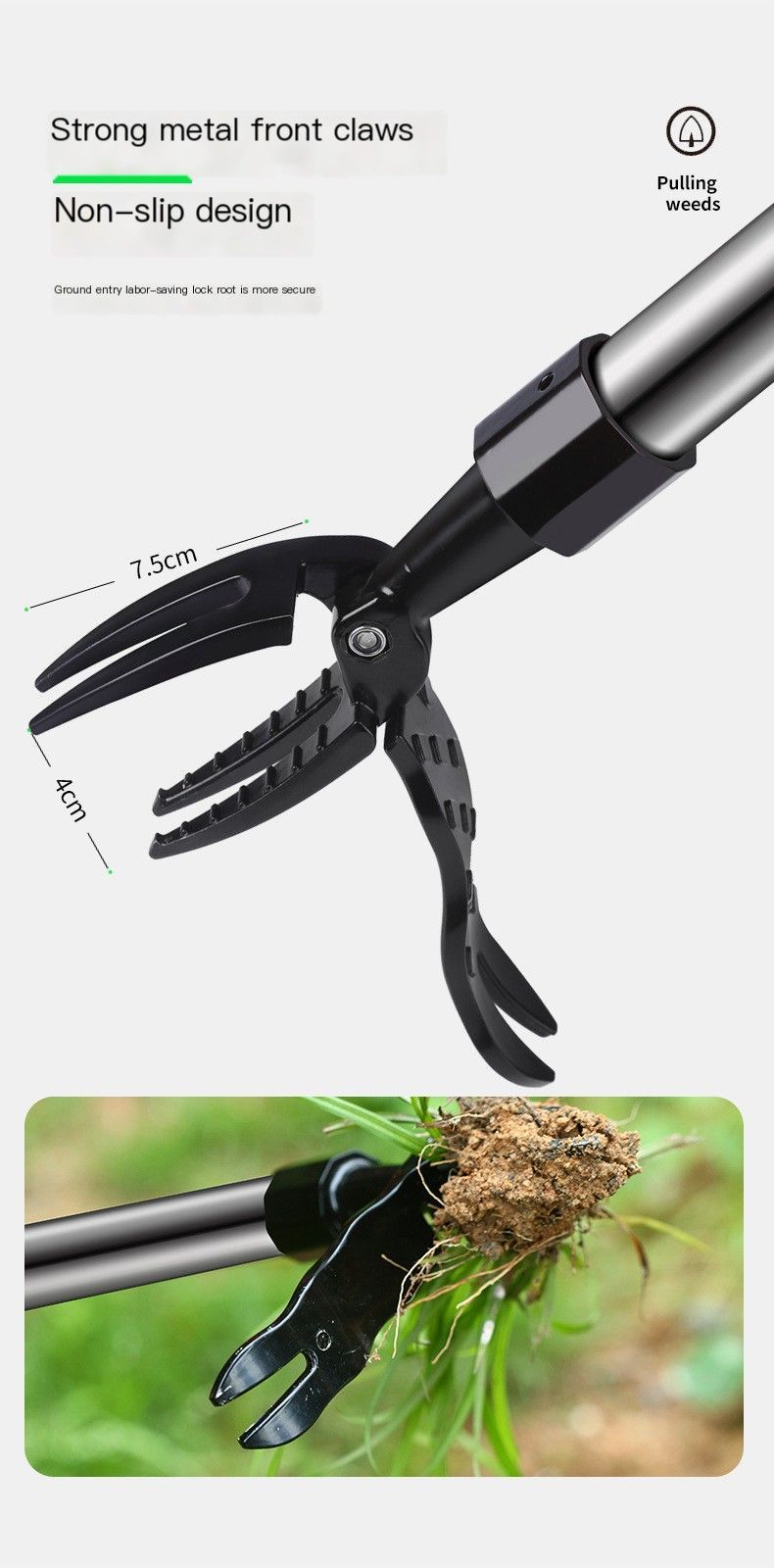 Manual weeding device-with a stainless steel three-section pipe