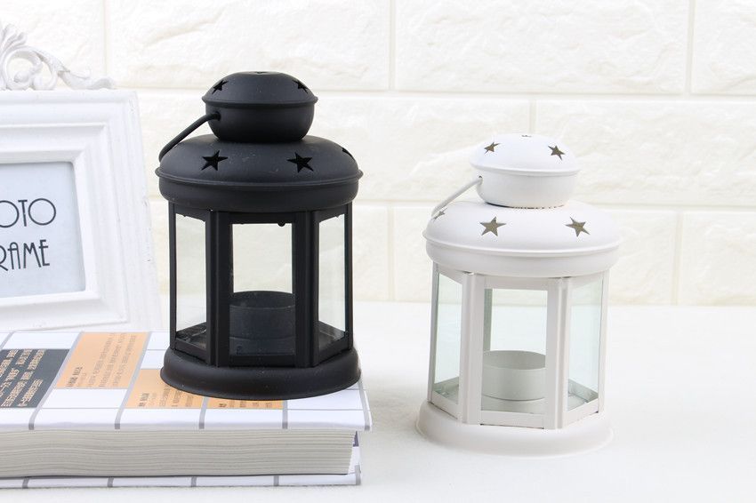 White Black and Red Candle Holder Set of 3