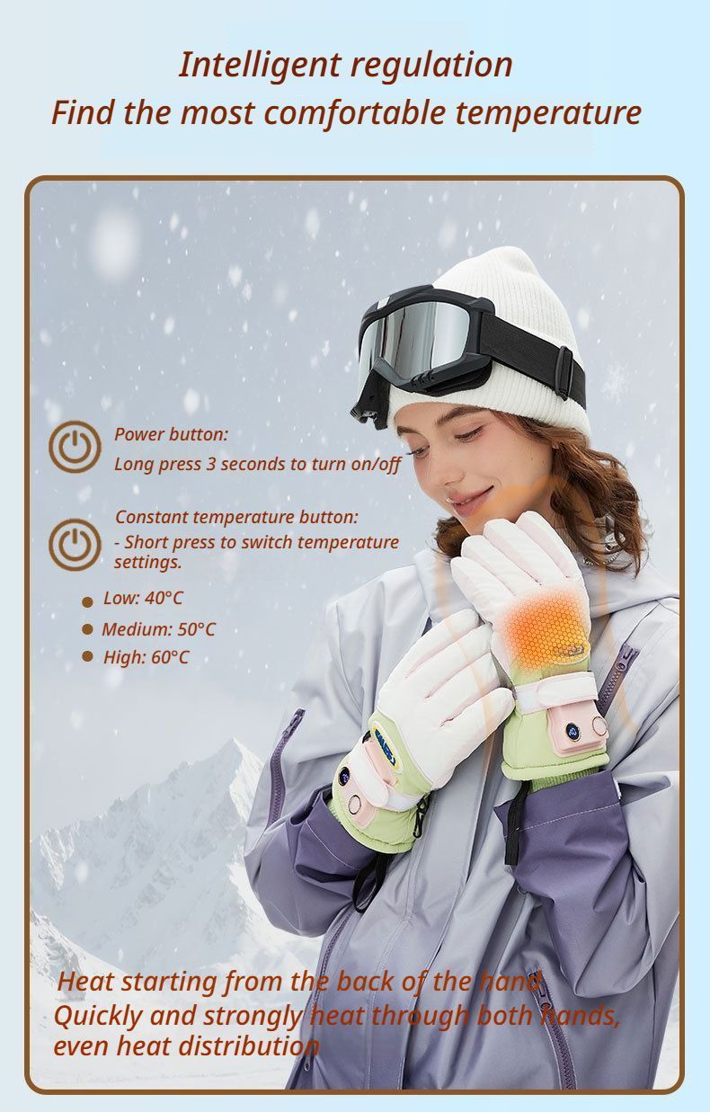 Windproof Water-Repellent Fleece-Lined Self-Heating Gloves Black