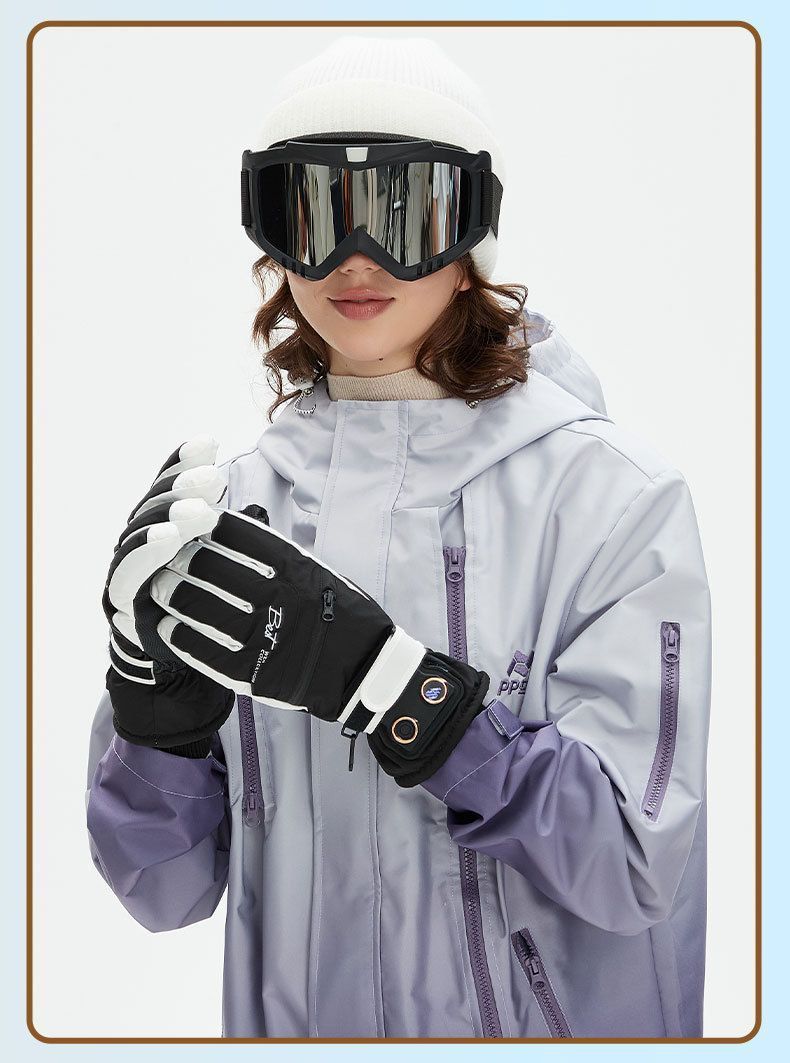 Winter Self-Heating Windproof Touchscreen Gloves-Black Gray