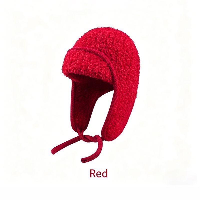 Women Sherpa Aviator Beanie - Warm Earflap Knit Hat White