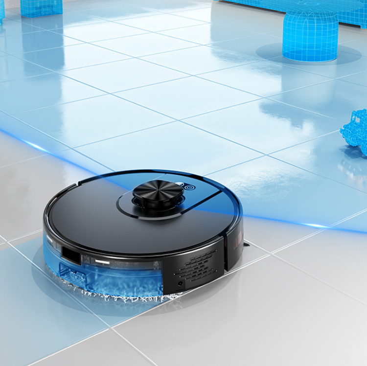 Smart LDS Navigation Robot Vacuum and Mop with Self-Emptying Dock 3500Pa Max Self-Charging Compatible with Alexa & Google Home