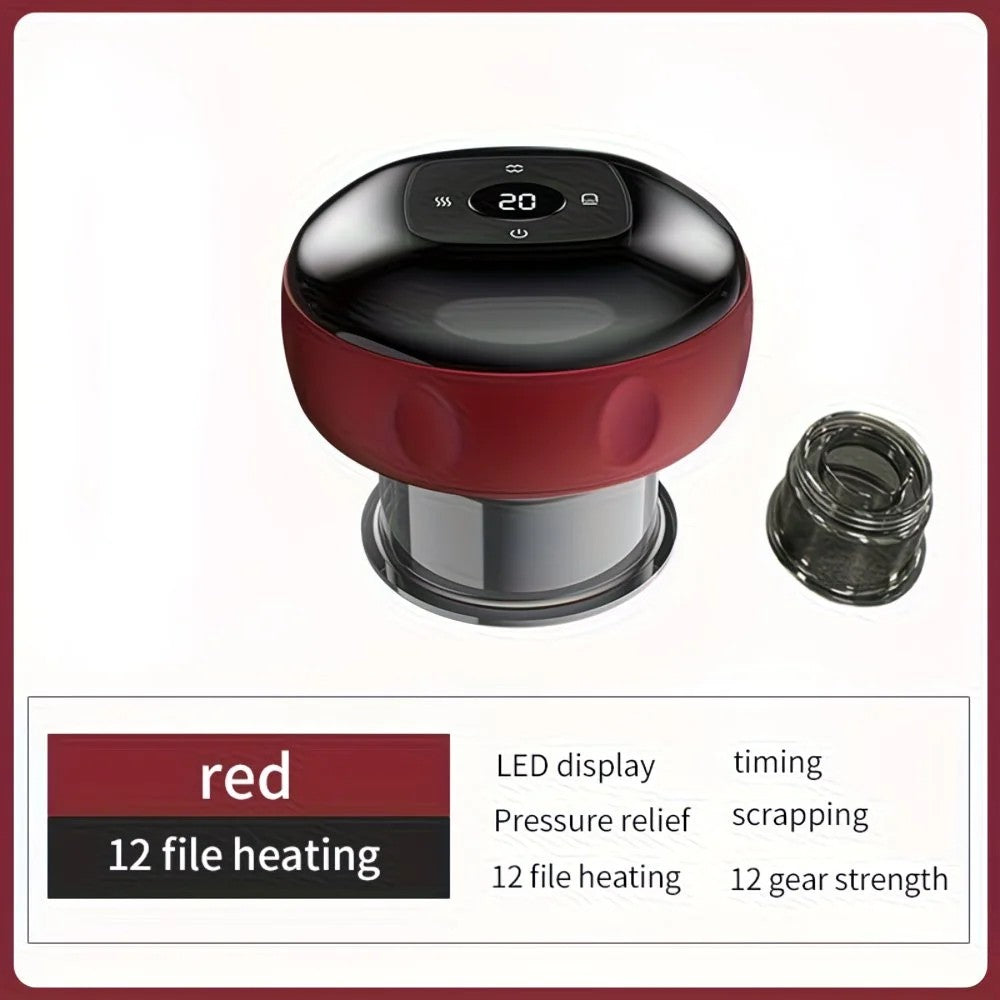 Smart Cupping Massager: Wireless & Portable/One-Button Pressure Release/12-Level Red Light Heat Therapy, Detachable & Easy to Clean, Full-Body Applicable for Circulation Boost, Revitalize Your Body and Mind at Home or On the Go,black