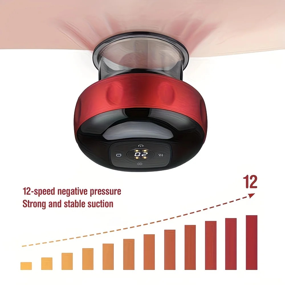Blue Smart Cupping Massager: Wireless & Portable/One-Button Pressure Release/12-Level Red Light Heat Therapy, Detachable & Easy to Clean, Full-Body Applicable for Circulation Boost, Revitalize Your Body and Mind at Home or On the Go