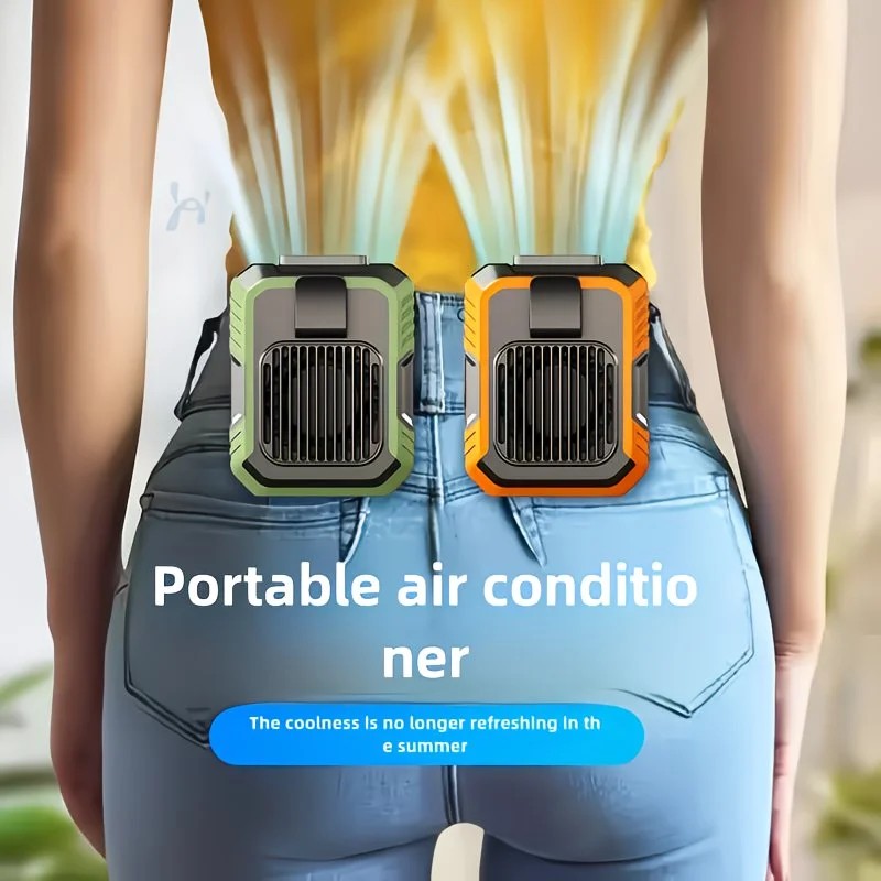 Wall-mounted USB rechargeable dual-purpose fan, integrating rapid cooling, dehumidification, and lighting functions. Features three-speed wind adjustment, can be worn on the waist via a hanging strap, with quiet operation, GREEN