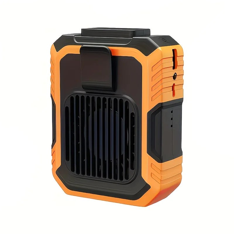 Wall-mounted USB rechargeable dual-purpose fan, integrating rapid cooling, dehumidification, and lighting functions. Features three-speed wind adjustment, can be worn on the waist via a hanging strap, with quiet operation, GREEN