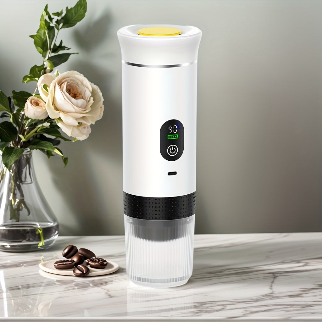 Portable 20Bar High - Pressure Extraction Coffee Machine, 80ml Stainless Steel Water Tank + Foldable Stand, Low - Battery Alert & Real - Time Temperature Control, Enjoy Barista - Quality Coffee on the Go, at Office or While Driving,Grey