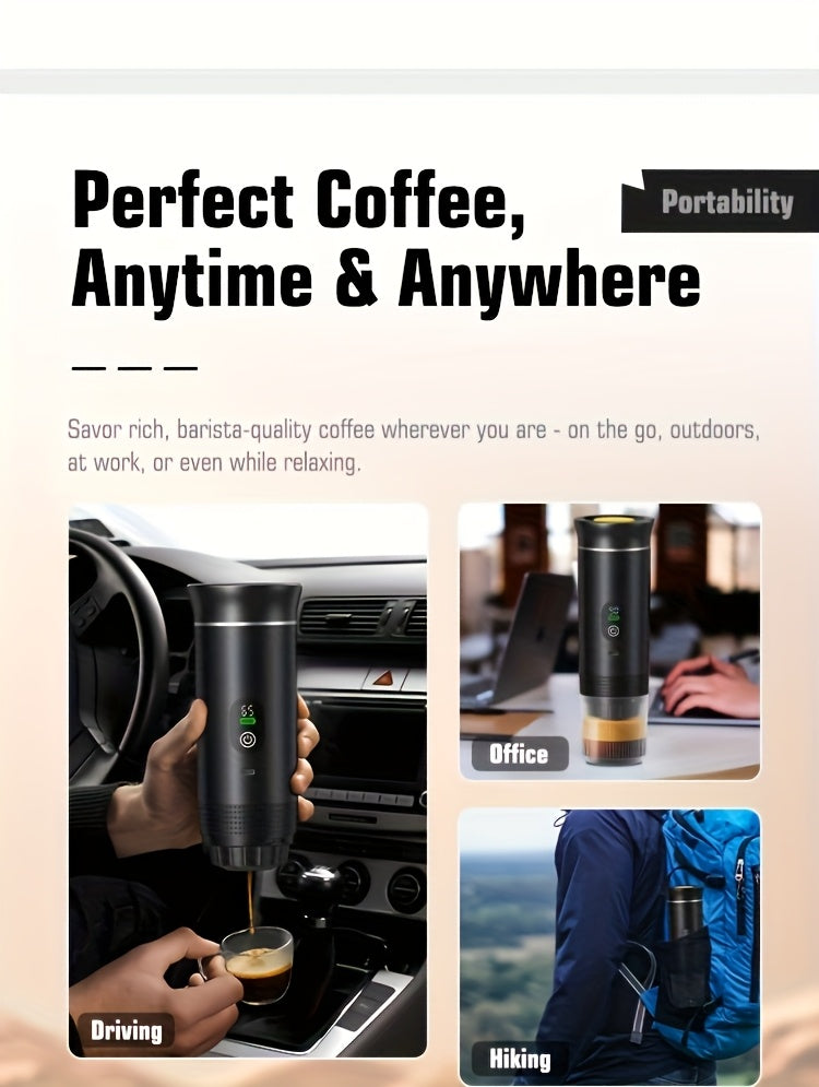 Portable 20Bar High - Pressure Extraction Coffee Machine, 80ml Stainless Steel Water Tank + Foldable Stand, Low - Battery Alert & Real - Time Temperature Control, Enjoy Barista - Quality Coffee on the Go, at Office or While Driving,White