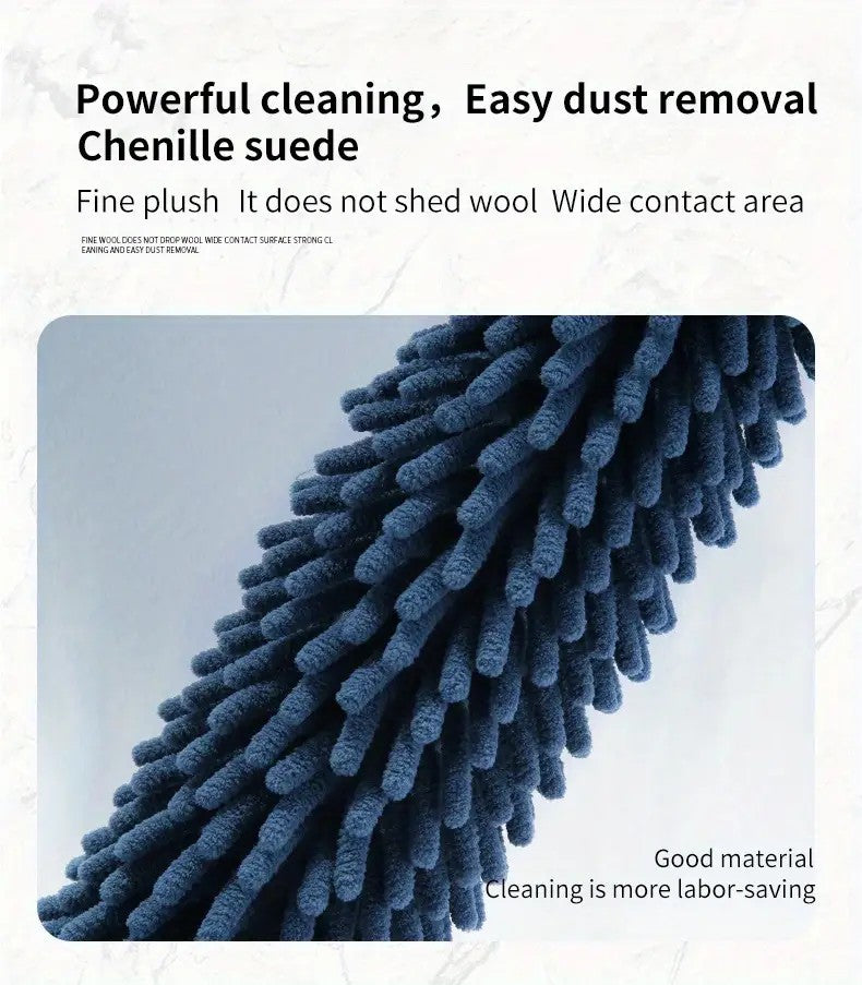 khaki Household Cleaning Duster / Static Duster / Dust Sweeper / Telescopic & Non-Shedding / Washable & Bendable / High-Reach Cleaning Tool / Cleaning Tools & Supplies