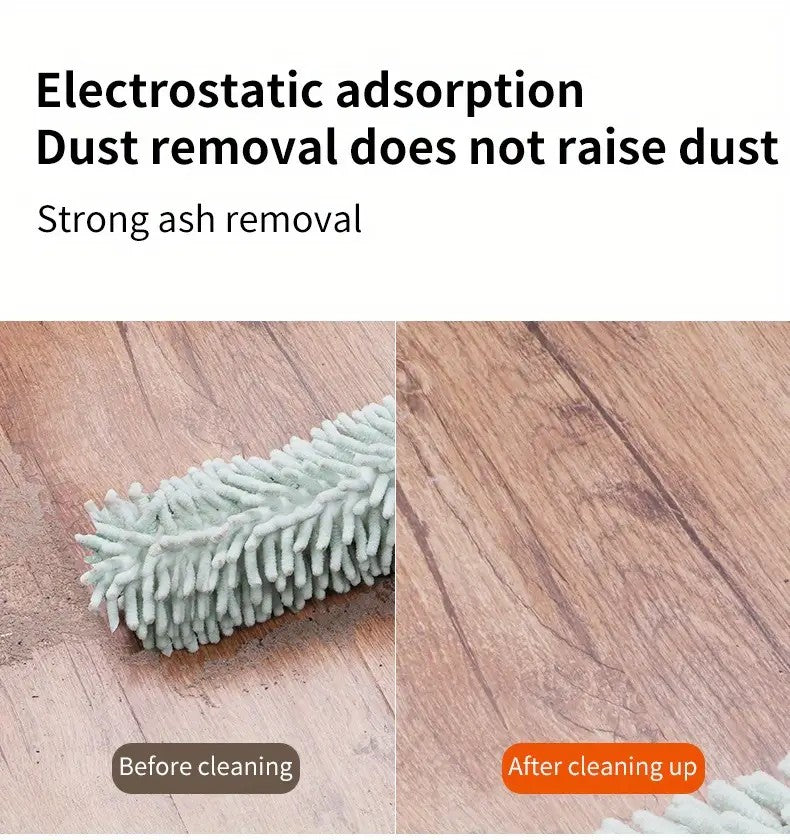 khaki Household Cleaning Duster / Static Duster / Dust Sweeper / Telescopic & Non-Shedding / Washable & Bendable / High-Reach Cleaning Tool / Cleaning Tools & Supplies