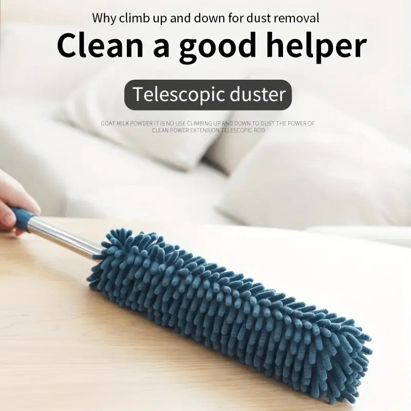 khaki Household Cleaning Duster / Static Duster / Dust Sweeper / Telescopic & Non-Shedding / Washable & Bendable / High-Reach Cleaning Tool / Cleaning Tools & Supplies