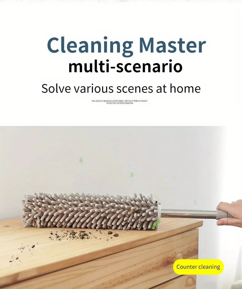 khaki Household Cleaning Duster / Static Duster / Dust Sweeper / Telescopic & Non-Shedding / Washable & Bendable / High-Reach Cleaning Tool / Cleaning Tools & Supplies