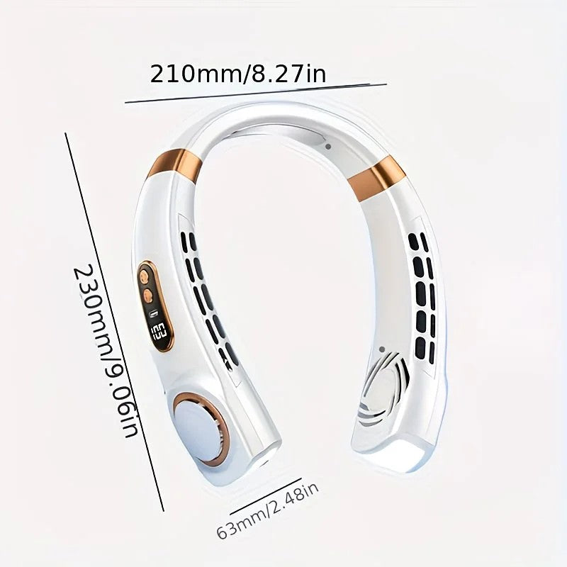New Neck Hanging Fan Portable Mini USB Fan Personal Cooling Turbine Small Charging Quiet Lazy-Friendly.BLUE