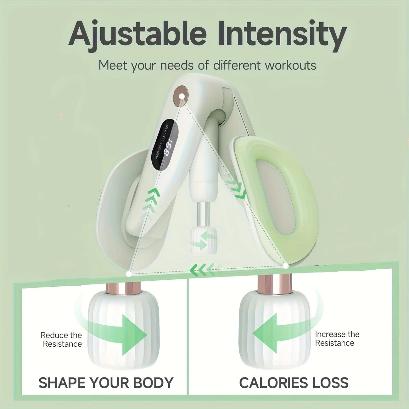 Smart Counting Buttocks and Leg Trainer. Adjustable resistance for precise activation of glute and inner thigh muscles. Features anti-slip design—your essential home fitness tool for body shaping, effortlessly tracking workout repetitions.(GREY)