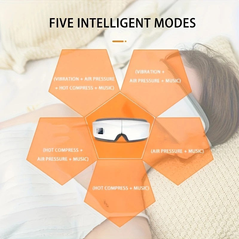 4D Smart Multifunctional Eye Massager with Air Pressure, Vibration, Heating, and Music.