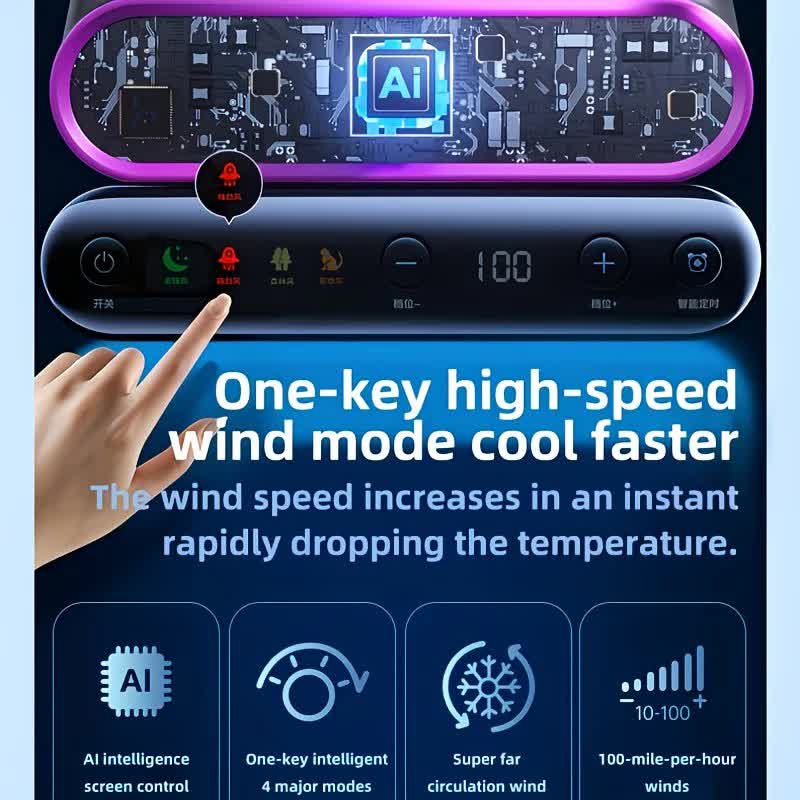 Cream rice,AI Smart Circulating Fan: 4 Modes + Silent Airflow, Your All-Scenario Cooling Companion