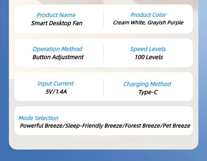 Cream rice,AI Smart Circulating Fan: 4 Modes + Silent Airflow, Your All-Scenario Cooling Companion