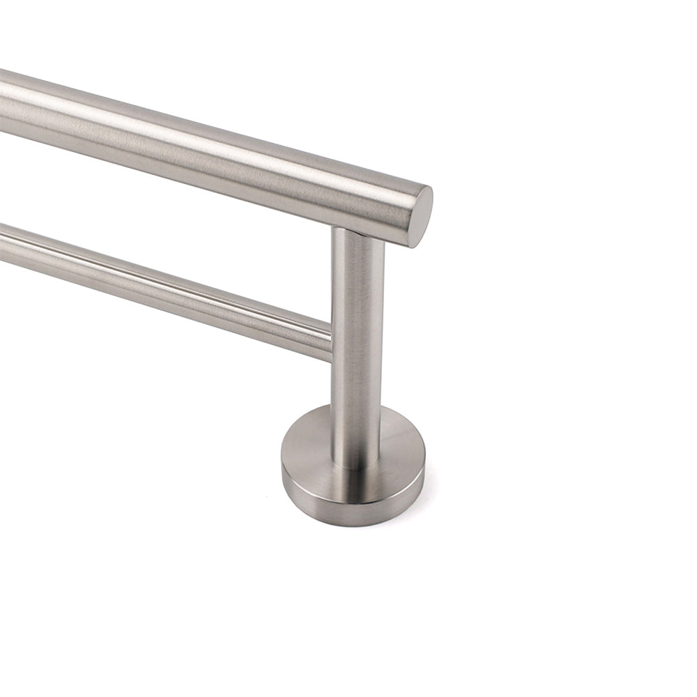 Brushed Nickel 750mm Double Towel Rack Rail Holder Round Hanger Bar Wall Mounted