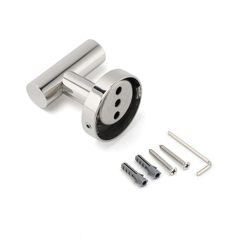 Chrome Round Robe Hook Hanger Organizer Bathroom Stainless Steel Accessory Kit