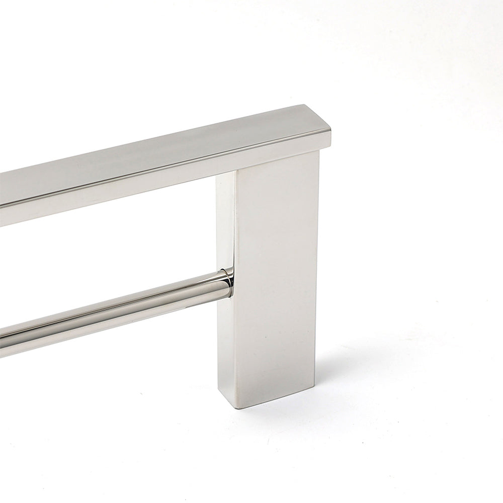 Bathroom Polish Chrome Square Towel Rail Rack 600mm Double Hanger Holder Bar