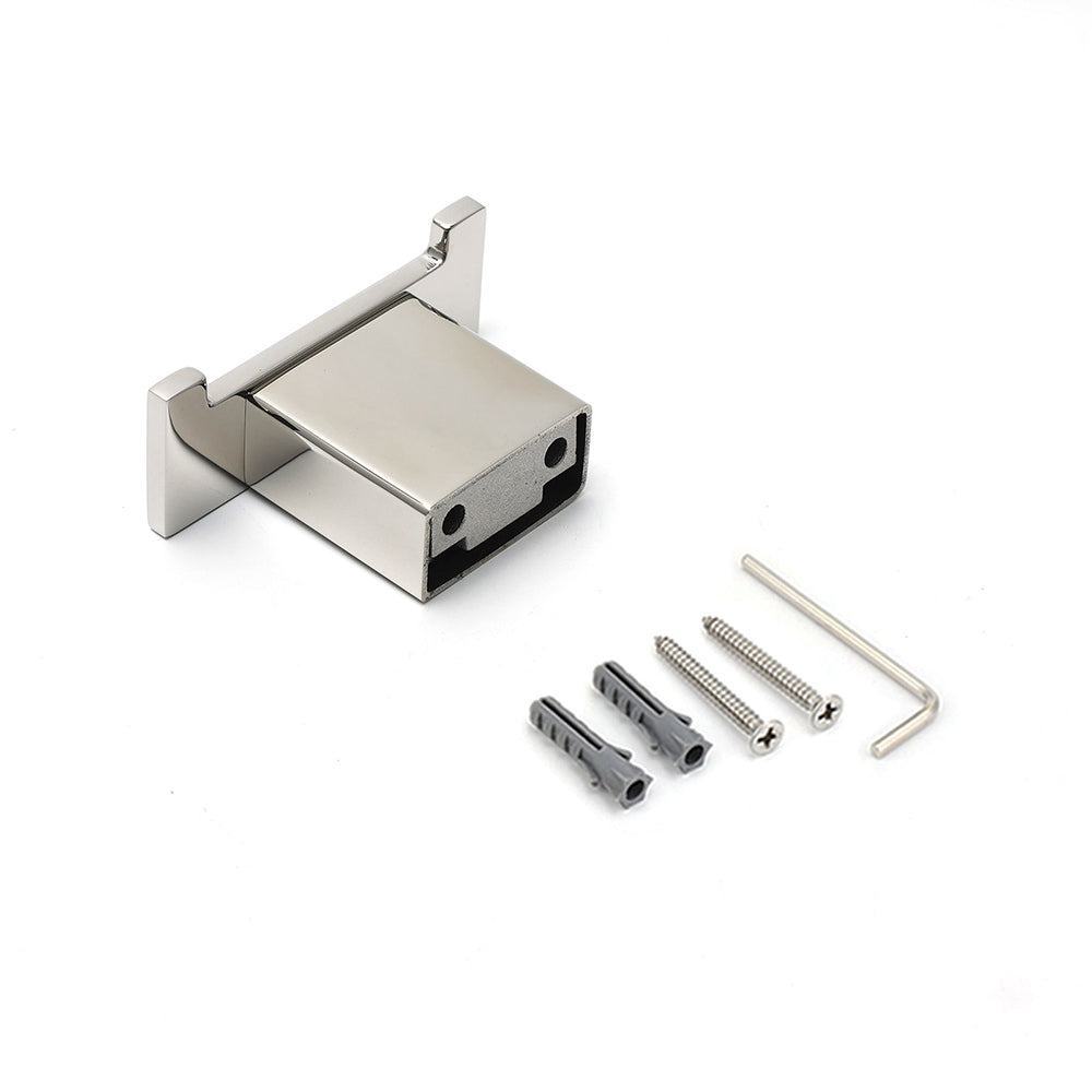 Chrome Square Robe Hook Clothes Towel Holder Bathroom Wall Mounted Hanger Kit