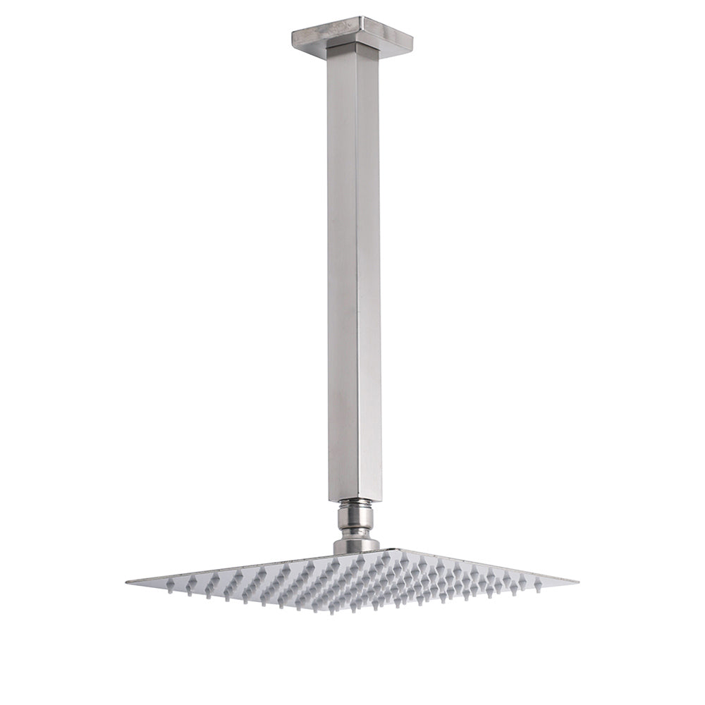 Brushed Nickel Square 8" Rain Shower Head 300mm Brass Ceiling Dropper Arm Set