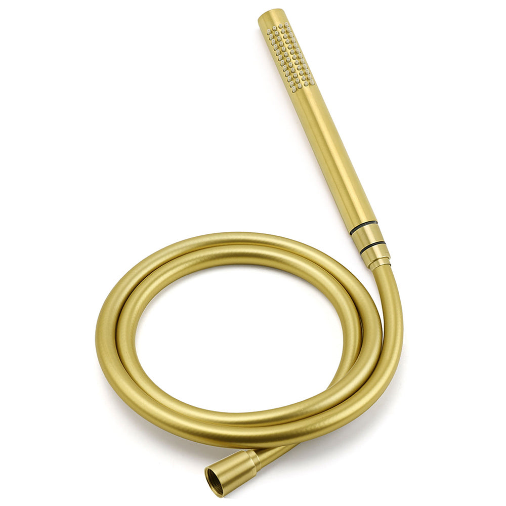 WELS Brushed Gold Round Dual Shower Head Set Diverter Wall Arm Single Mode Handheld Small Face Mixer