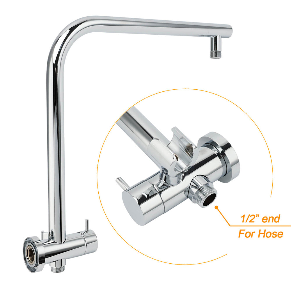 WELS Twin Shower Set 8" Rain Head 3 Modes Handheld Diverter Gooseneck Wall Arm + Mixer