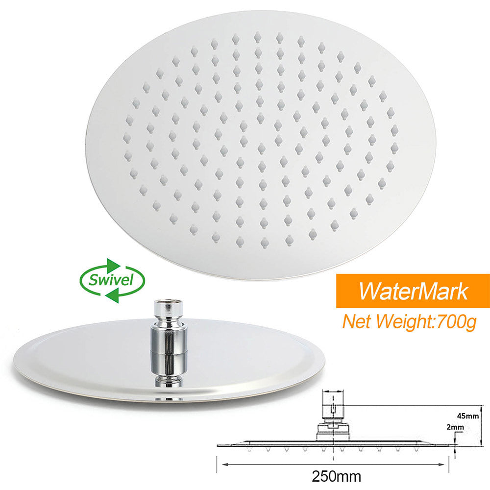 Round Chrome 10" 2in1 Shower Head 3 Mode Handheld Gooseneck Wall Arm Diverter