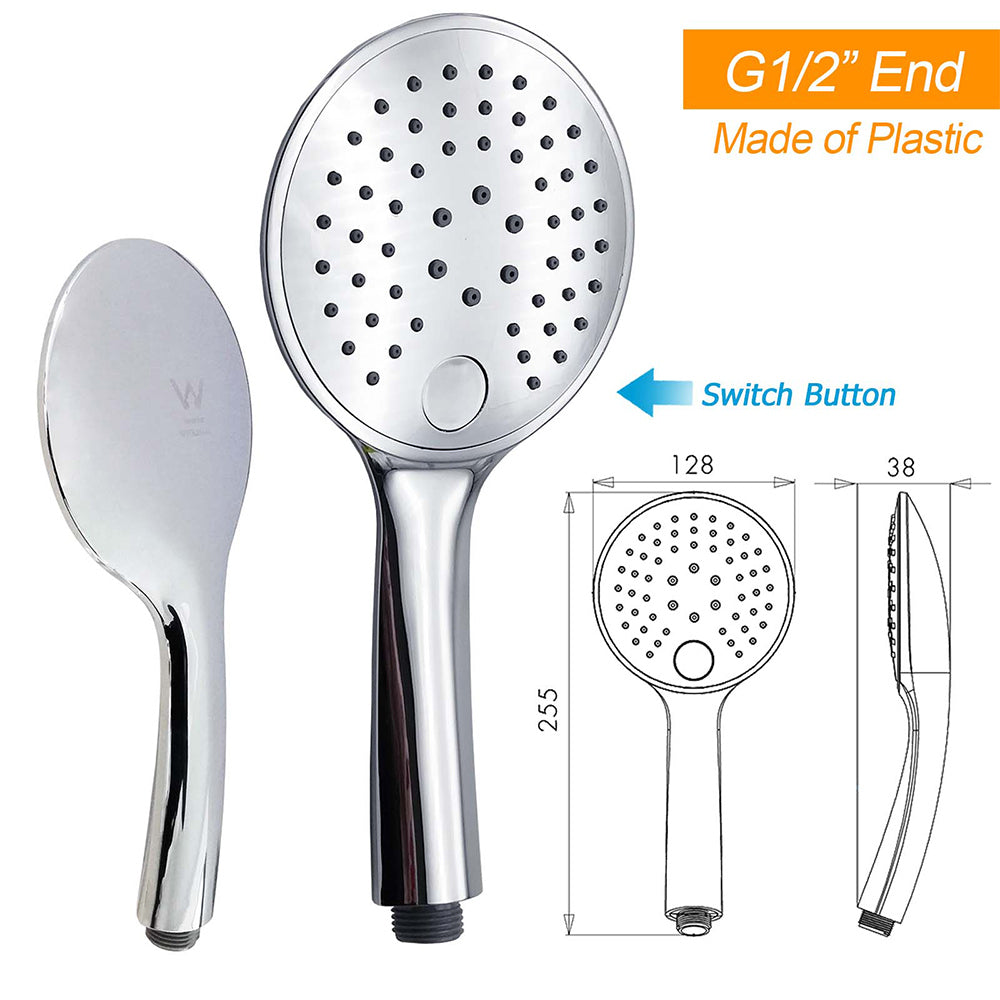 Round Chrome 10" 2in1 Shower Head 3 Mode Handheld Gooseneck Wall Arm Diverter