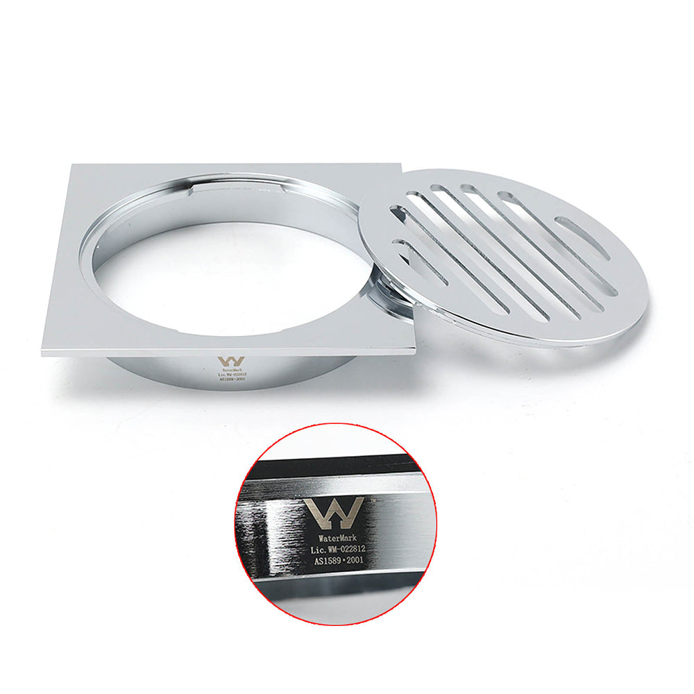 Chrome Stainless Steel 110mm Small Square Shower Grate Floor Drain 95mm Outlet