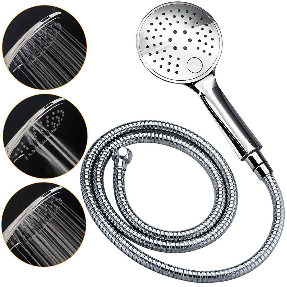 Chrome Double Square 8" Shower Head Set 3 Function Handheld Rail Diverter Arm + Taps