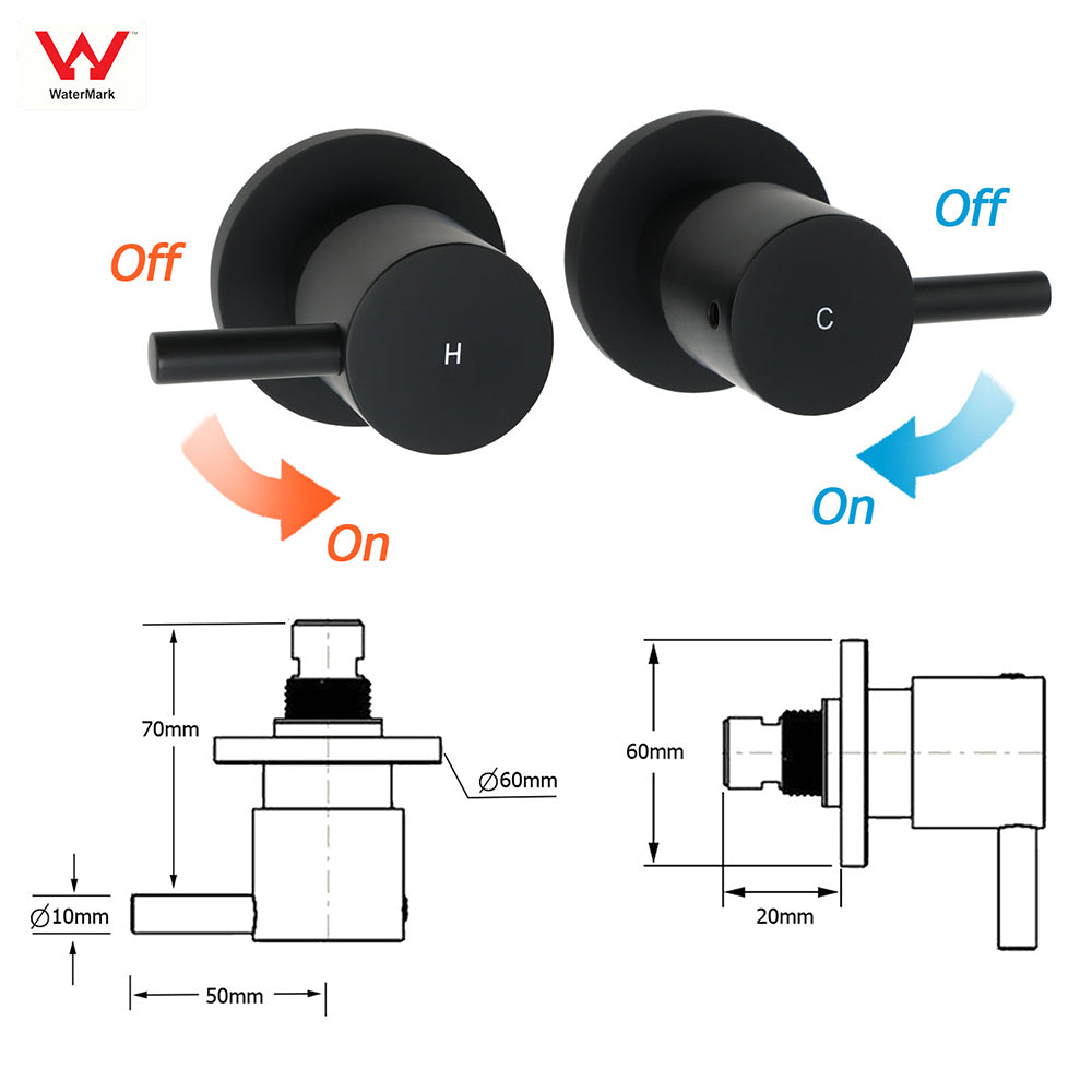 Matt Black Round 8" Rain Shower Head 3 Mode Handheld 2 in 1 Wall Arm Taps Set