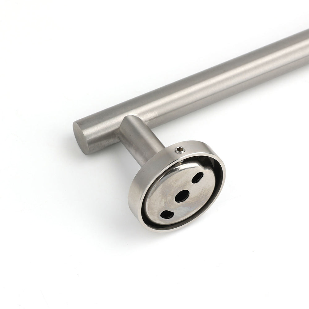 Brushed Nickel 600mm Single Towel Rack Rail Holder Round Hanger Bar Wall Mounted