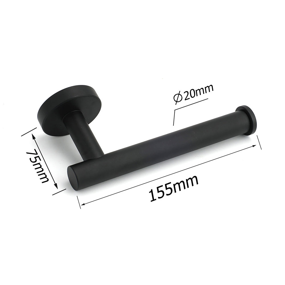 Matt Black Round Stainless Steel Toilet Paper Roll Tissue Holder Bathroom Wall