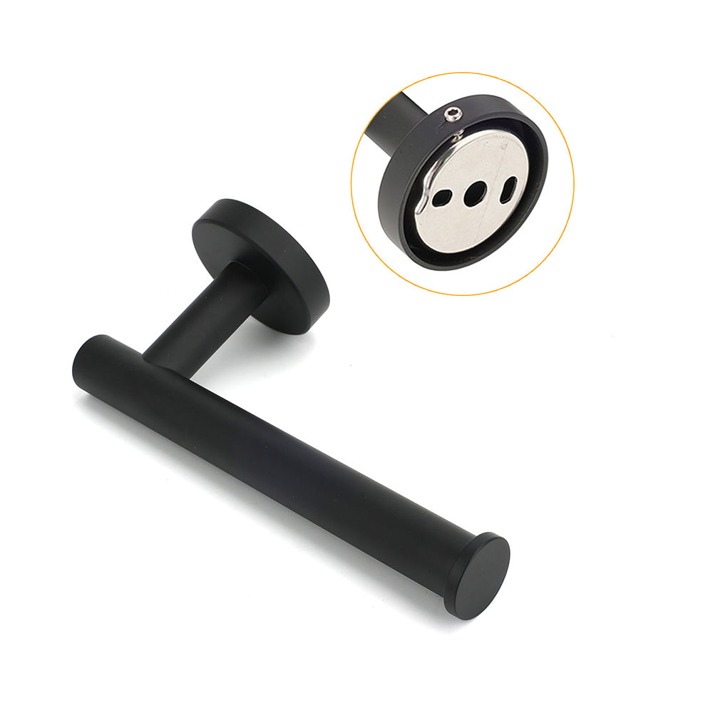 Matt Black Round Stainless Steel Toilet Paper Roll Tissue Holder Bathroom Wall