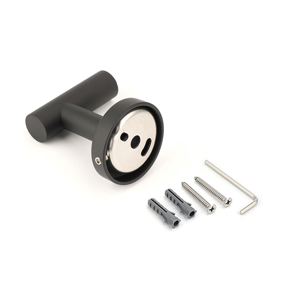 Matt Black Robe Hook Hanger Organizer Bathroom Wall Mounted Kit Stainless Steel