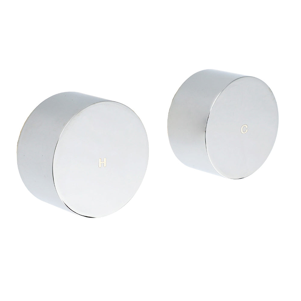 Polished Chrome Round 1/4 Turn Twin Shower Taps Set Hot Cold Water Switch Mixer