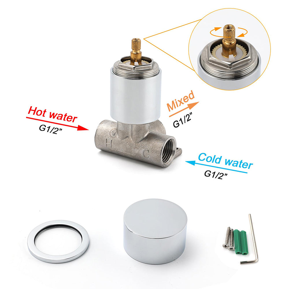 Watermark Chrome 1/4 Turn Switch Hot Cold Water Mixer Bathroom Shower Tap Valve