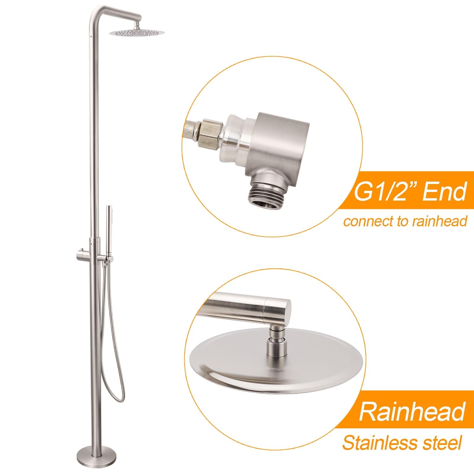 Watermark Brushed Nickel Dual Shower Handset Combo Outdoor Round 10" Head 316SUS