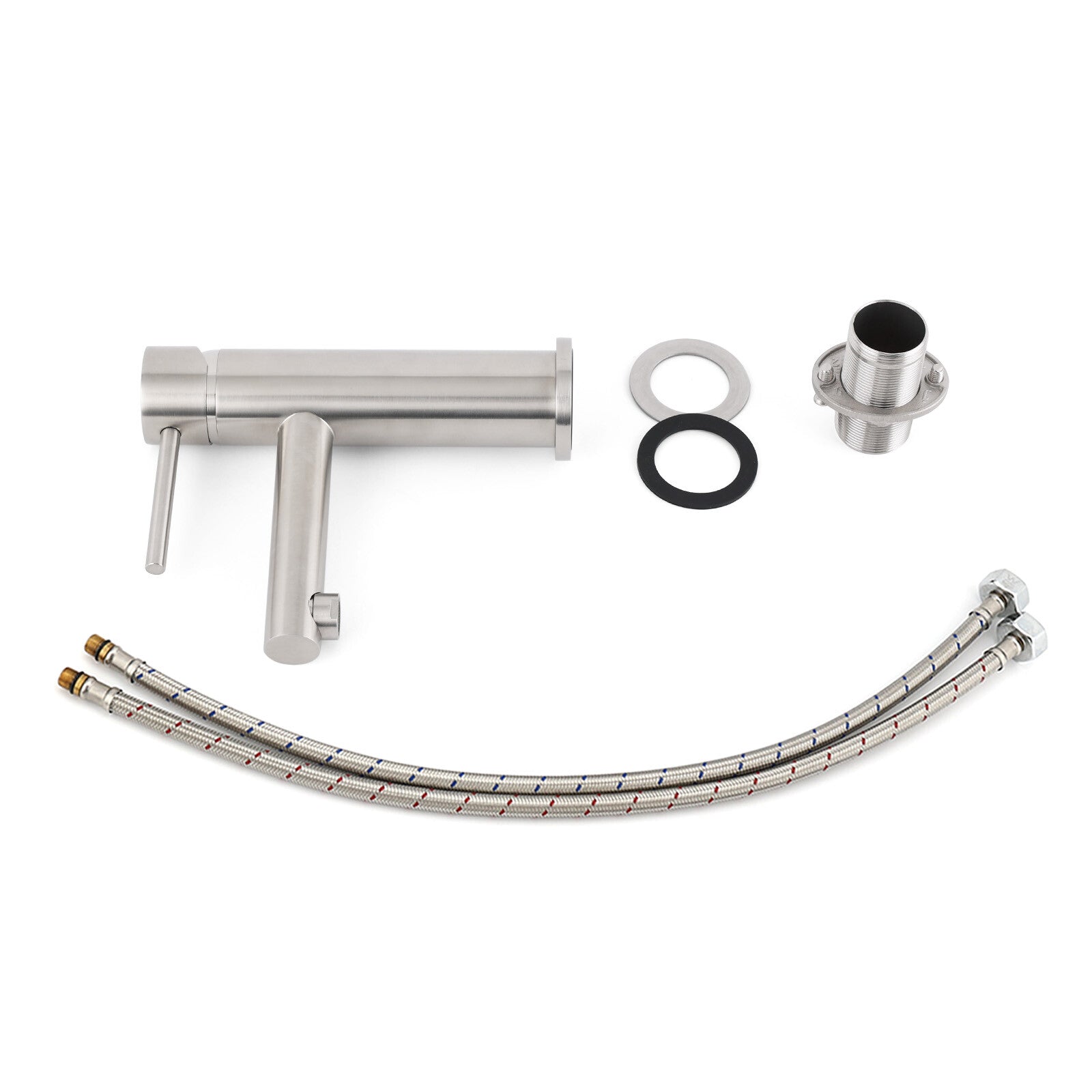 Brushed Nickel Basic Round Bathroom Basin Mixer Laundry Vanity Sink Faucet Tap