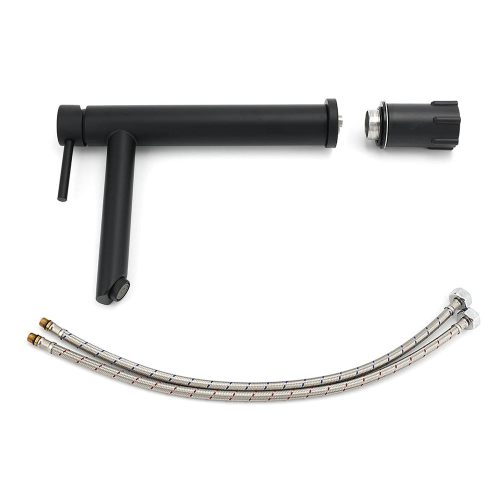 WELS Matt Black Round Tall Basin Mixer Vanity Bathroon Sink Tap Laundry Faucet