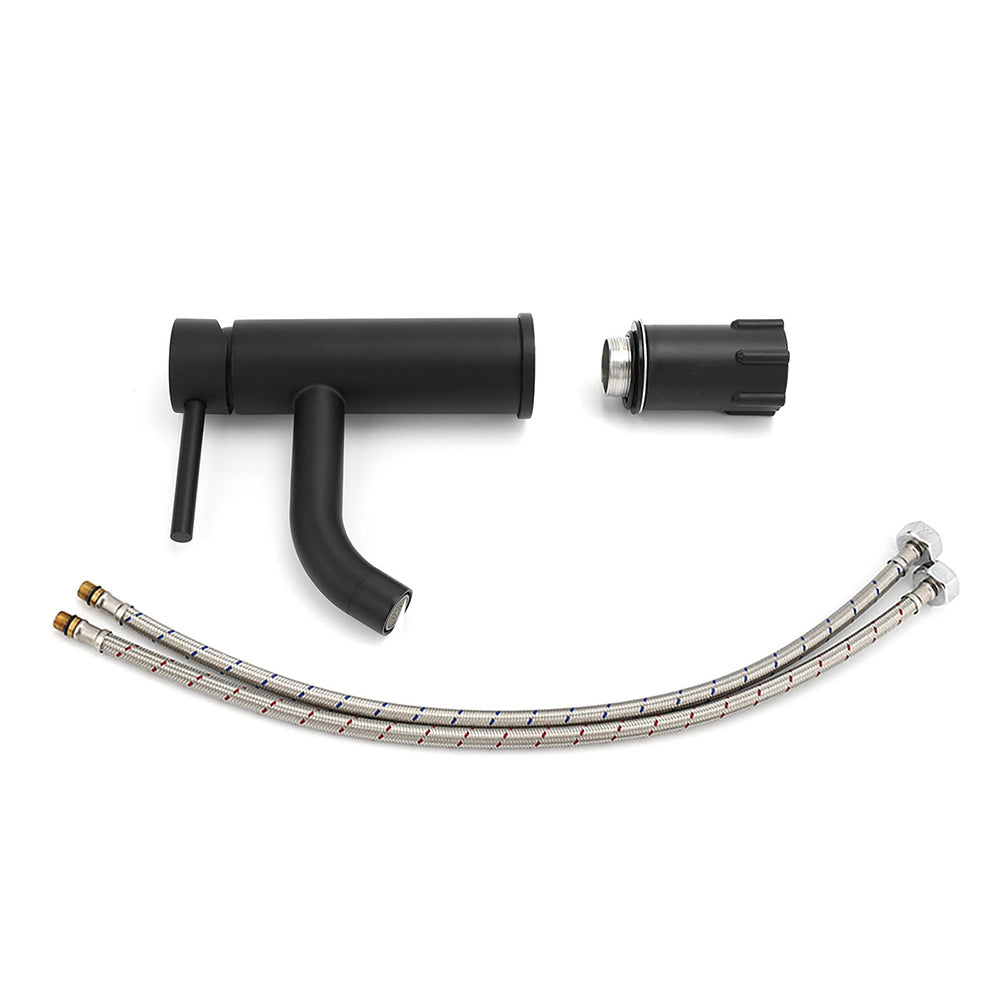 WELS Kitchen Laundry Round Standard Basin Mixer Vanity Sink Faucet Tap Black Set