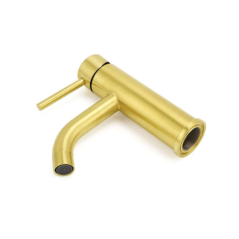 WELS Brushed Gold Kitchen Laundry Round Basin Mixer Vanity Sink Faucet Tapware