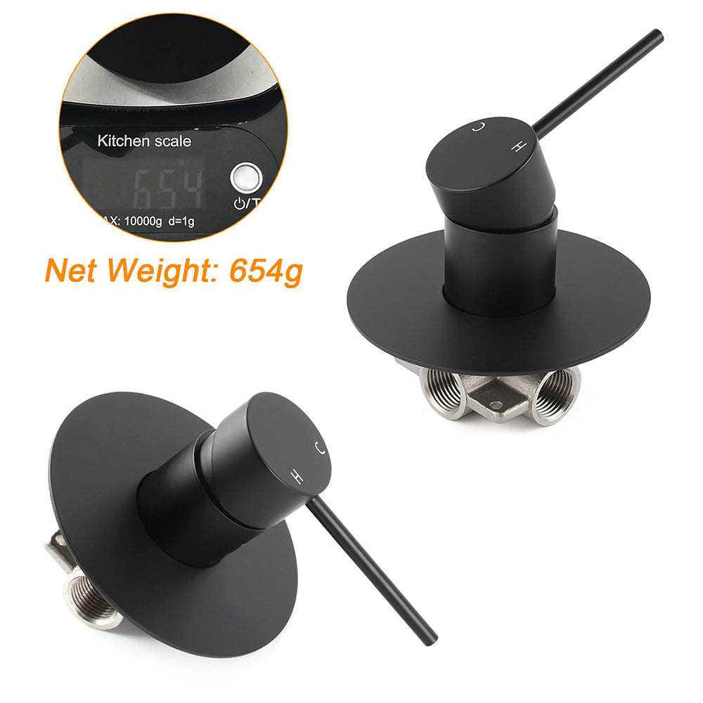 Matt Black Round Bath Concealed Shower Mixer Valve Hot Cold Water Tap Watermark