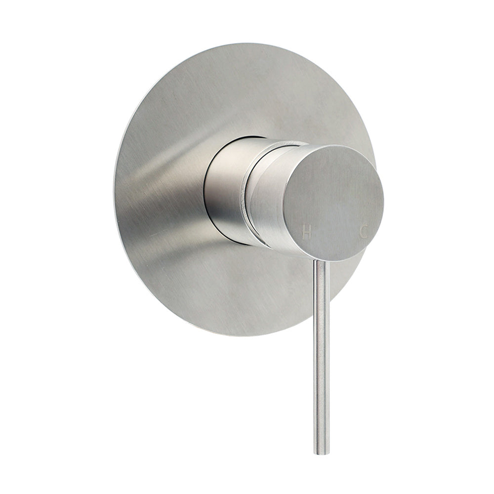 Brushed Nickel Bath Shower Mixer Hot Cold Tap Ceramic Cartridge Spindle Round