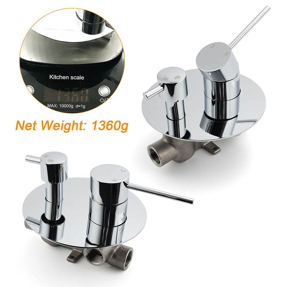 OZ Chrome Round Stainless Steel Shower Mixer 2 Way Switch Diverter For Bath Set